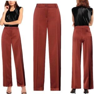 Biancoghiaccio bronze brown satin effect high waisted dress pants Sz 46